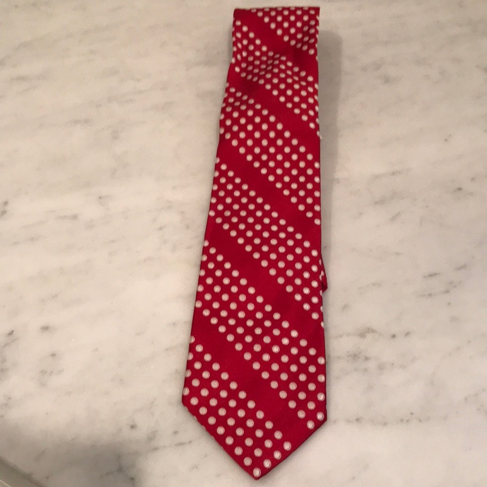 Oxford Clothes red dot tie 100%silk EUC